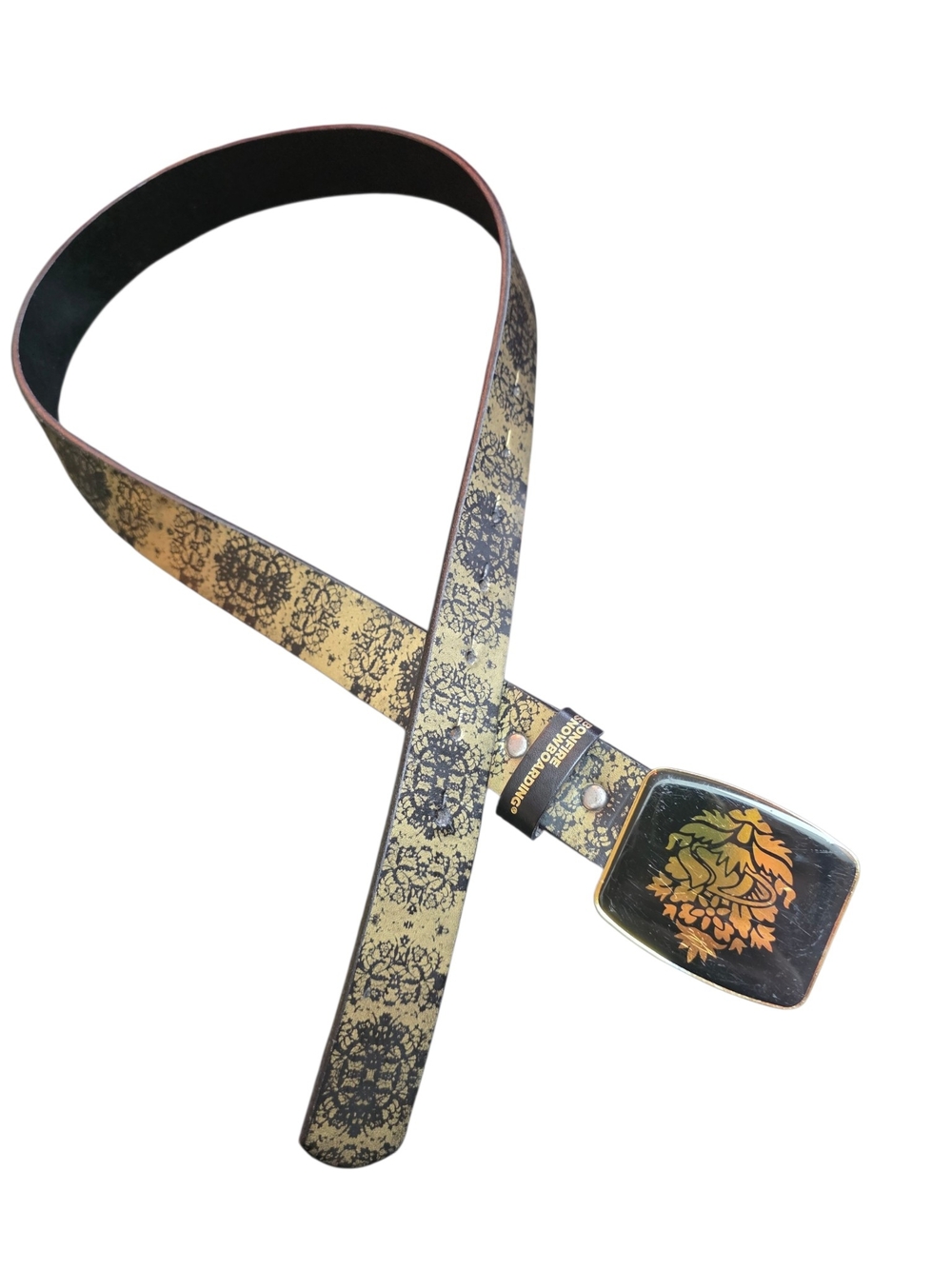 Bonfire Snowboarding Floral Print Belt | Gold & Black Buckle | Unisex
